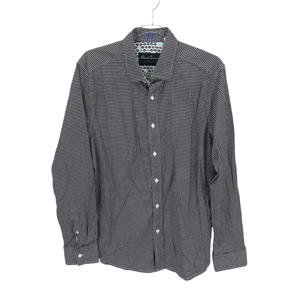 Robert Graham Shirt Men Large Purple Stretch Tailored Button Up Flip Cuff Preppy